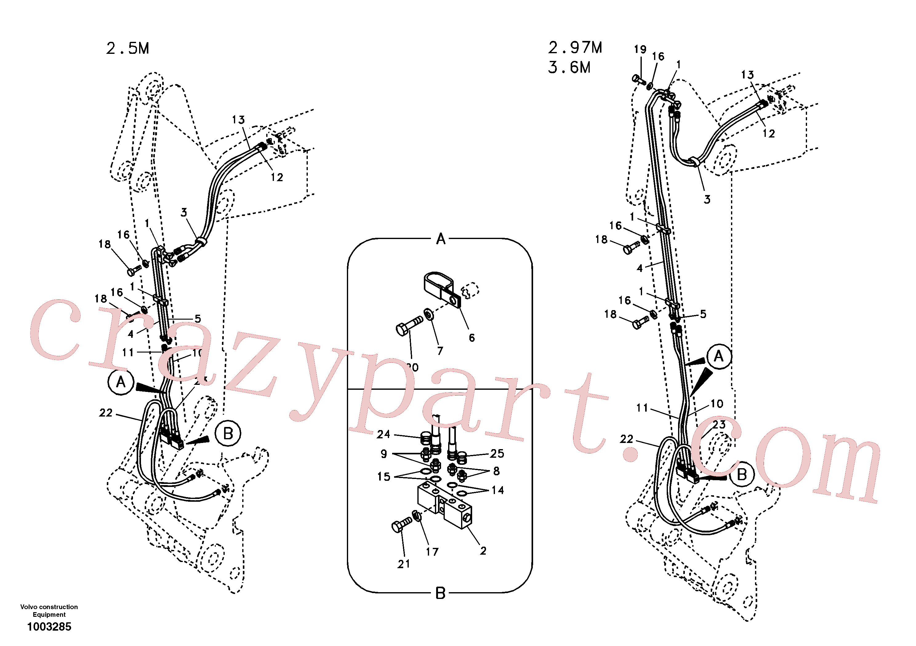 SA9451-03621 for Volvo Working hydraulic, quick fit on dipper arm(1003285 assembly)