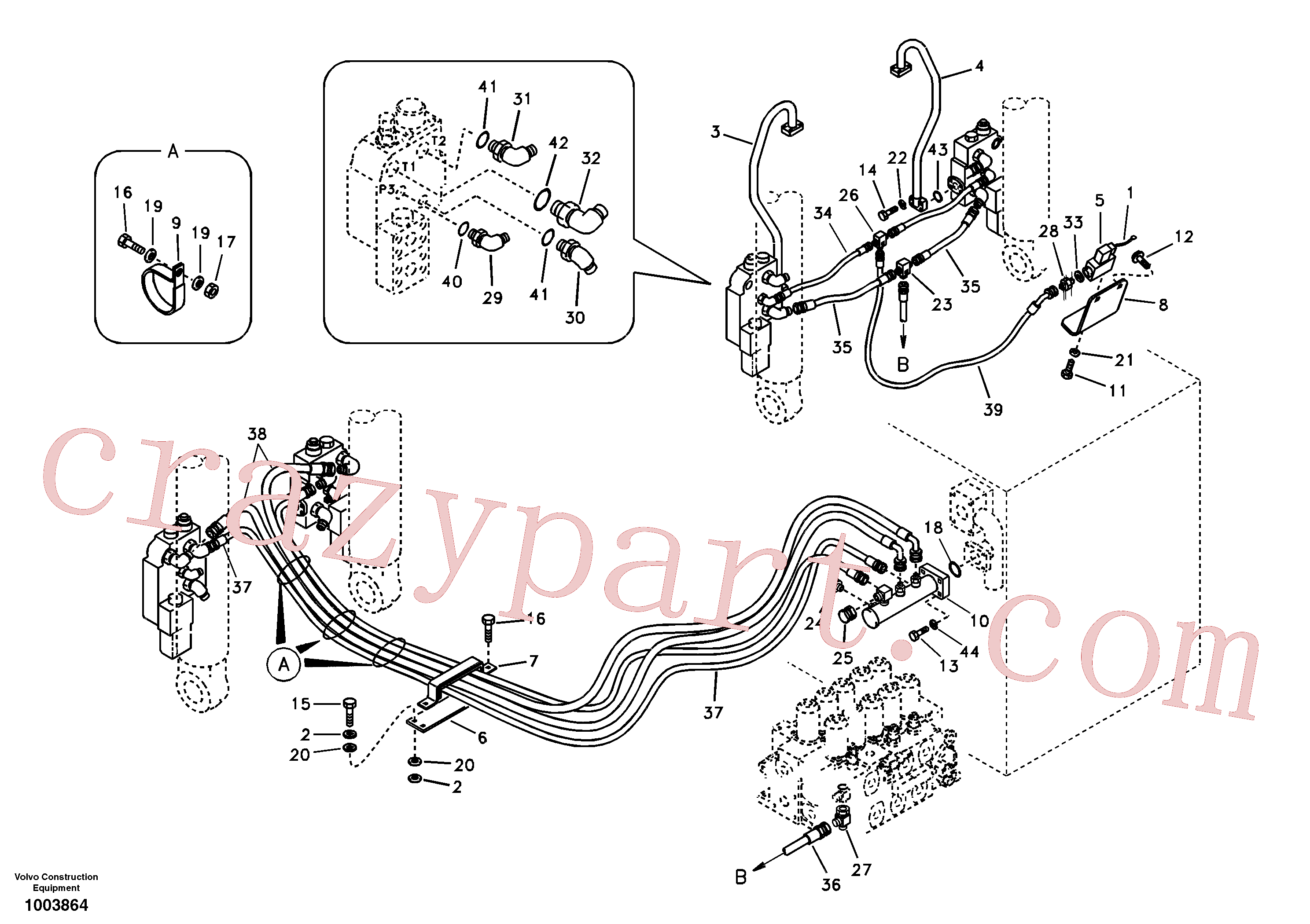 SA1074-08240 for Volvo Working hydraulic, boom rupture(1003864 assembly)