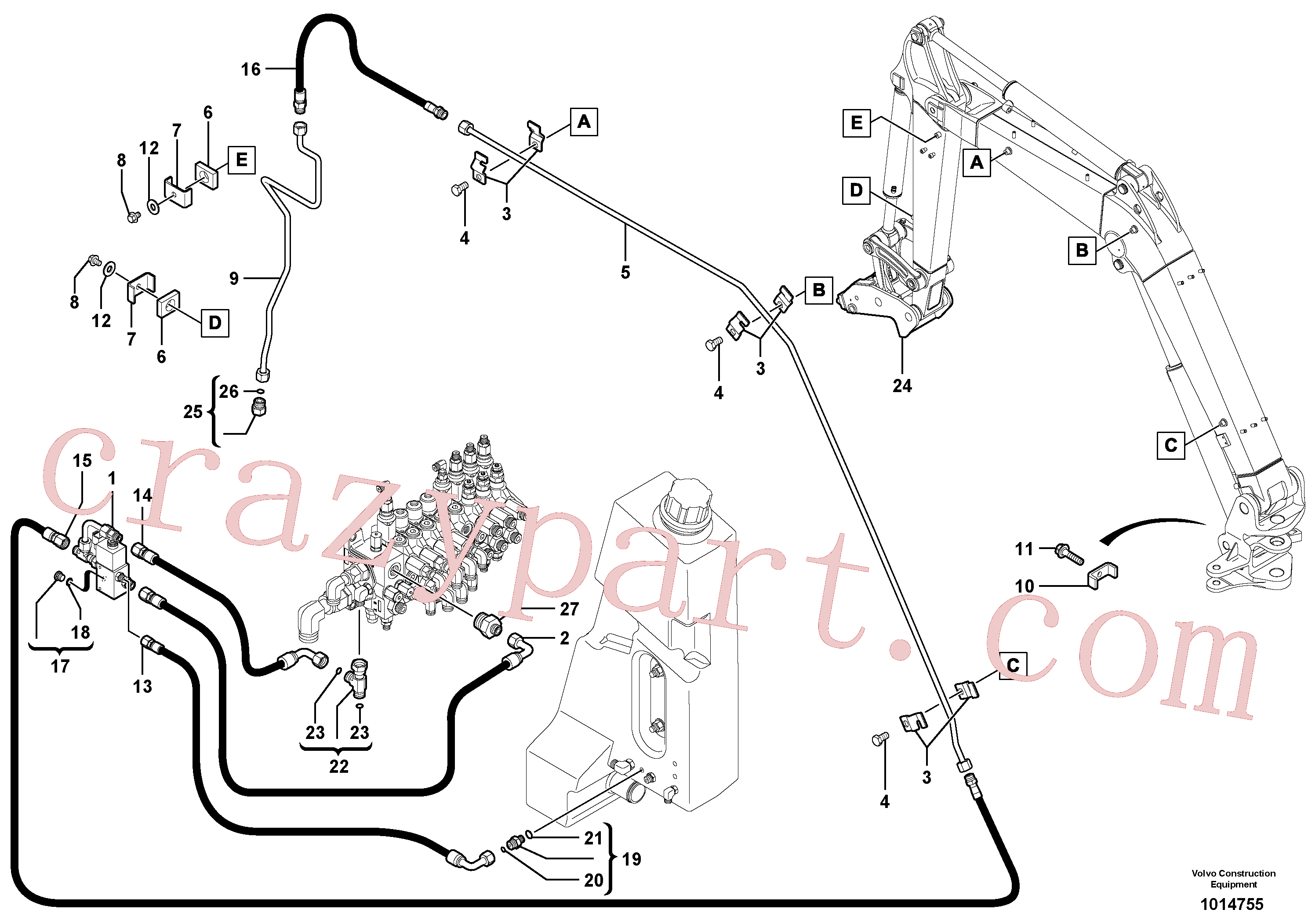 VOE15621816 for Volvo Hydraulic circuit ( snap-action attachment )(1014755 assembly)