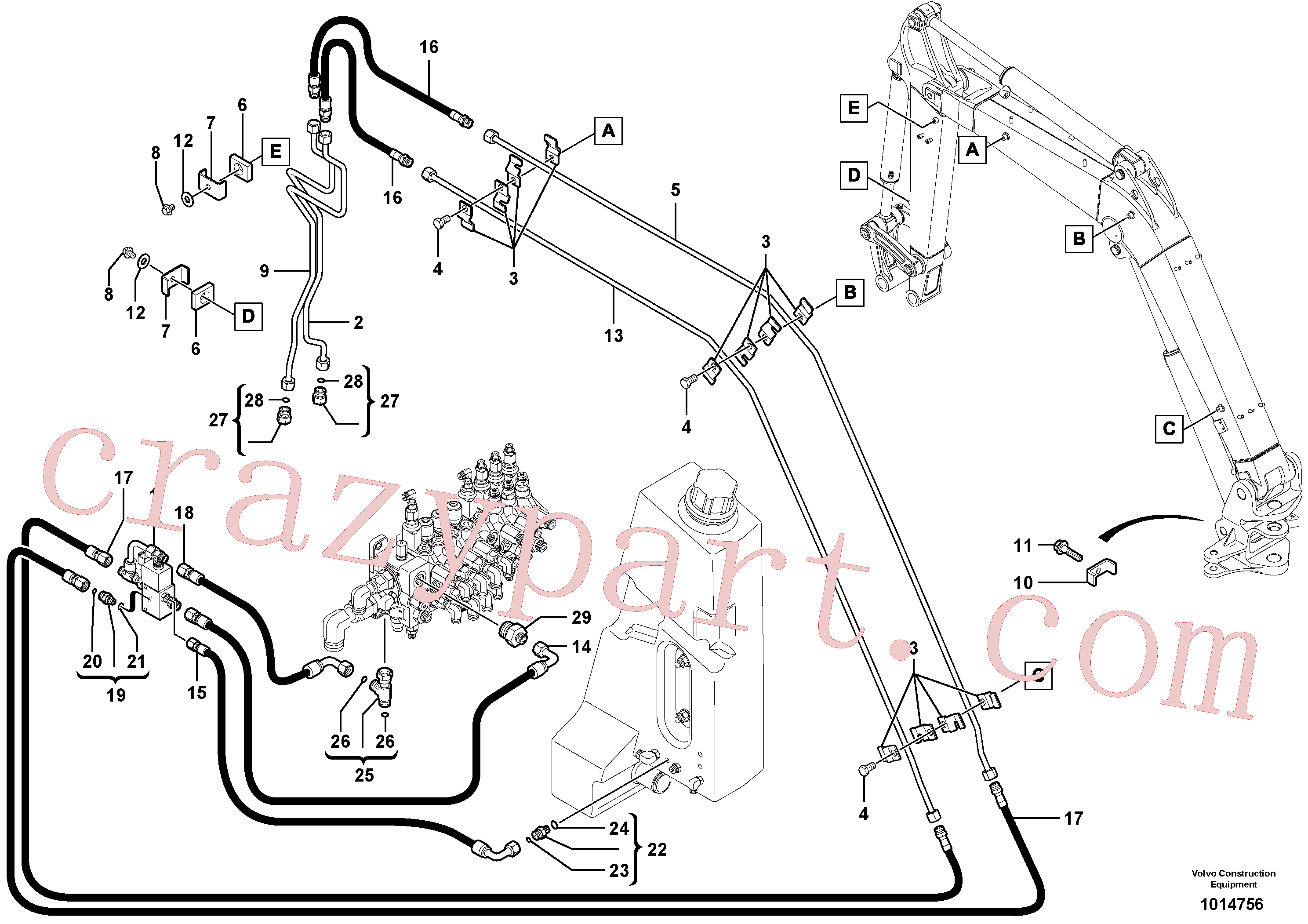 VOE15621816 for Volvo Hyd. circuit (quickfit/double-acting)(1014756 assembly)