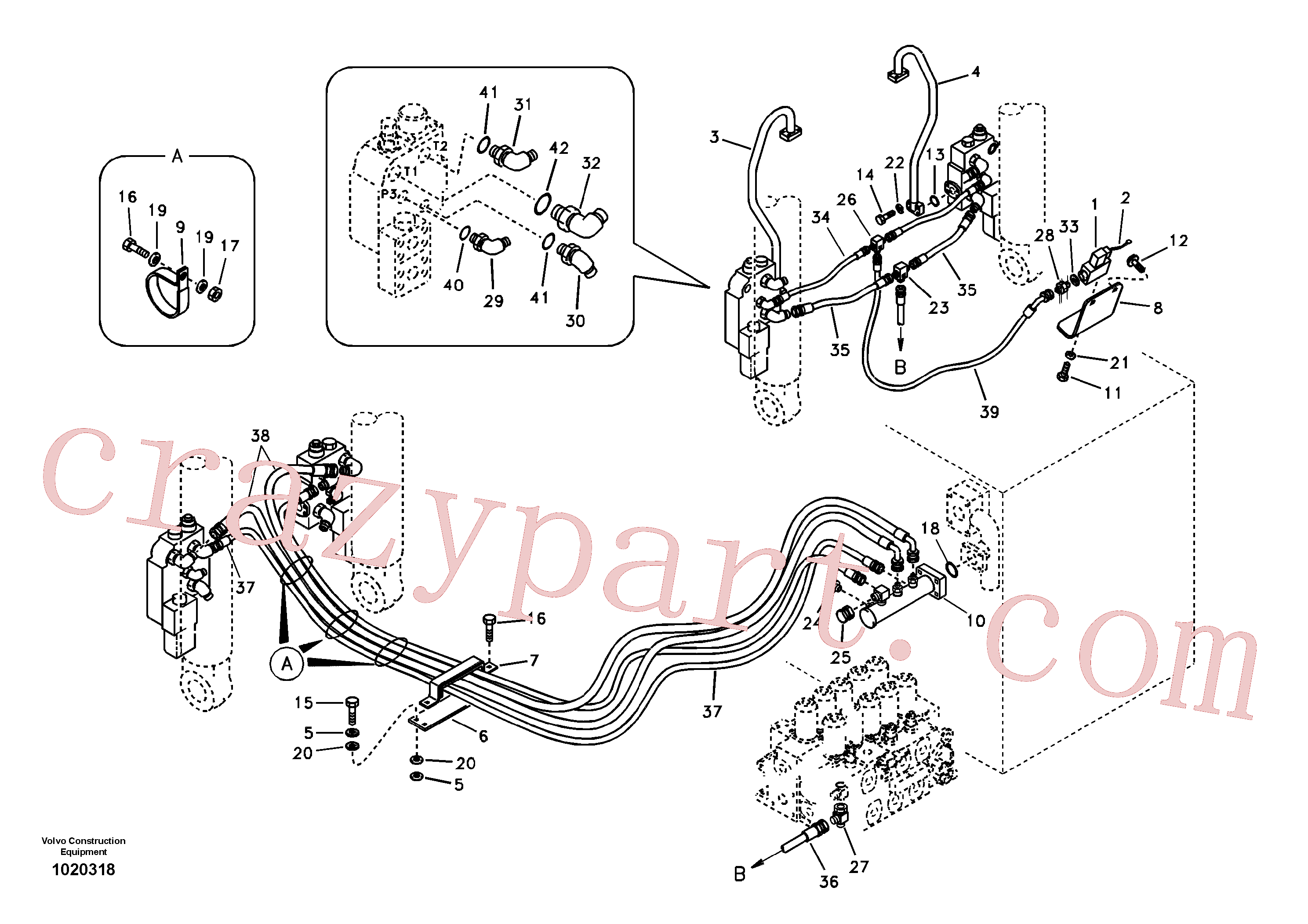 SA1074-08240 for Volvo Working hydraulic, boom rupture(1020318 assembly)