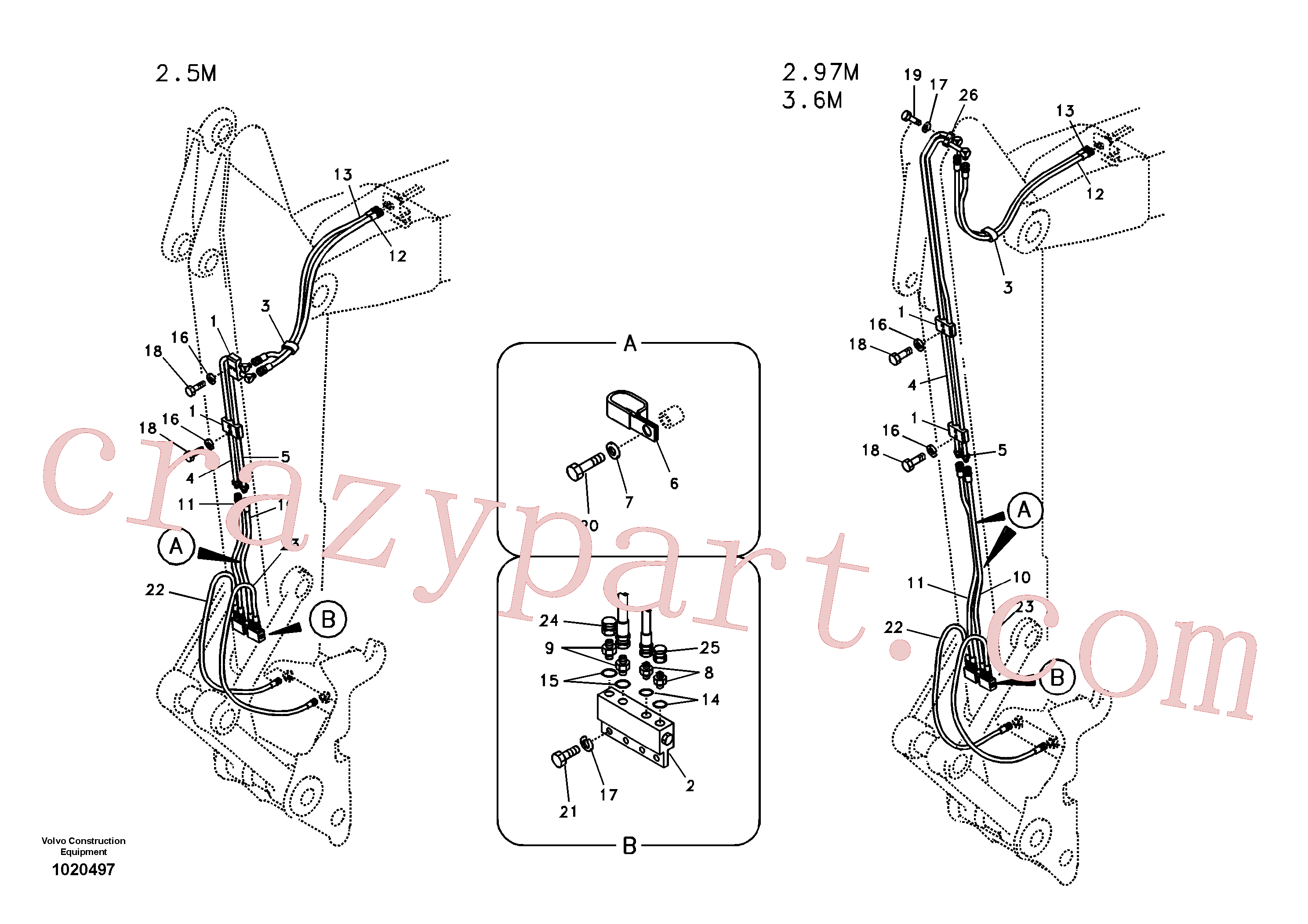 SA9451-03621 for Volvo Working hydraulic, quick fit on dipper arm(1020497 assembly)