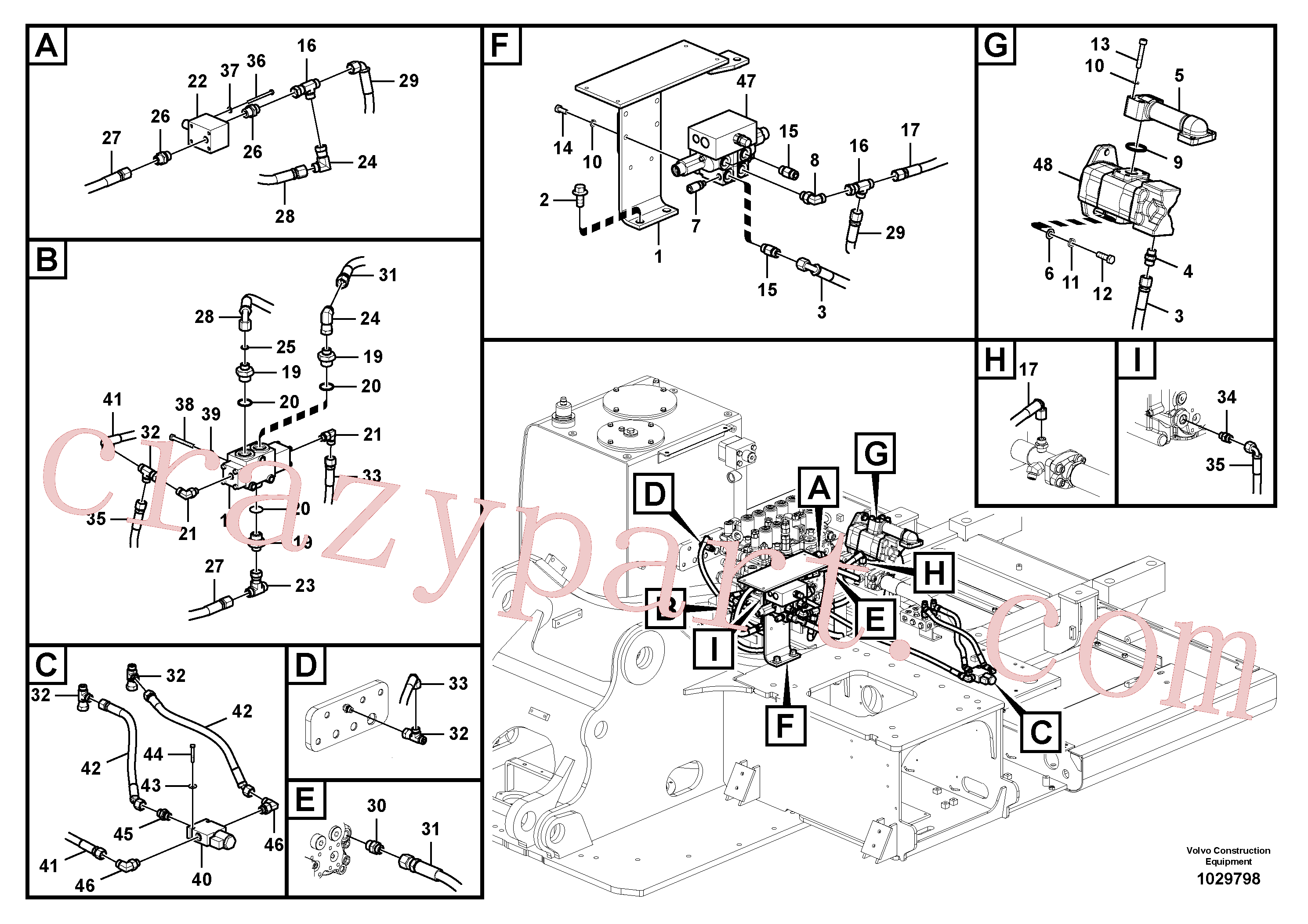 VOE14351529 for Volvo Working hydraulic, slope and rotator on upper frame(1029798 assembly)