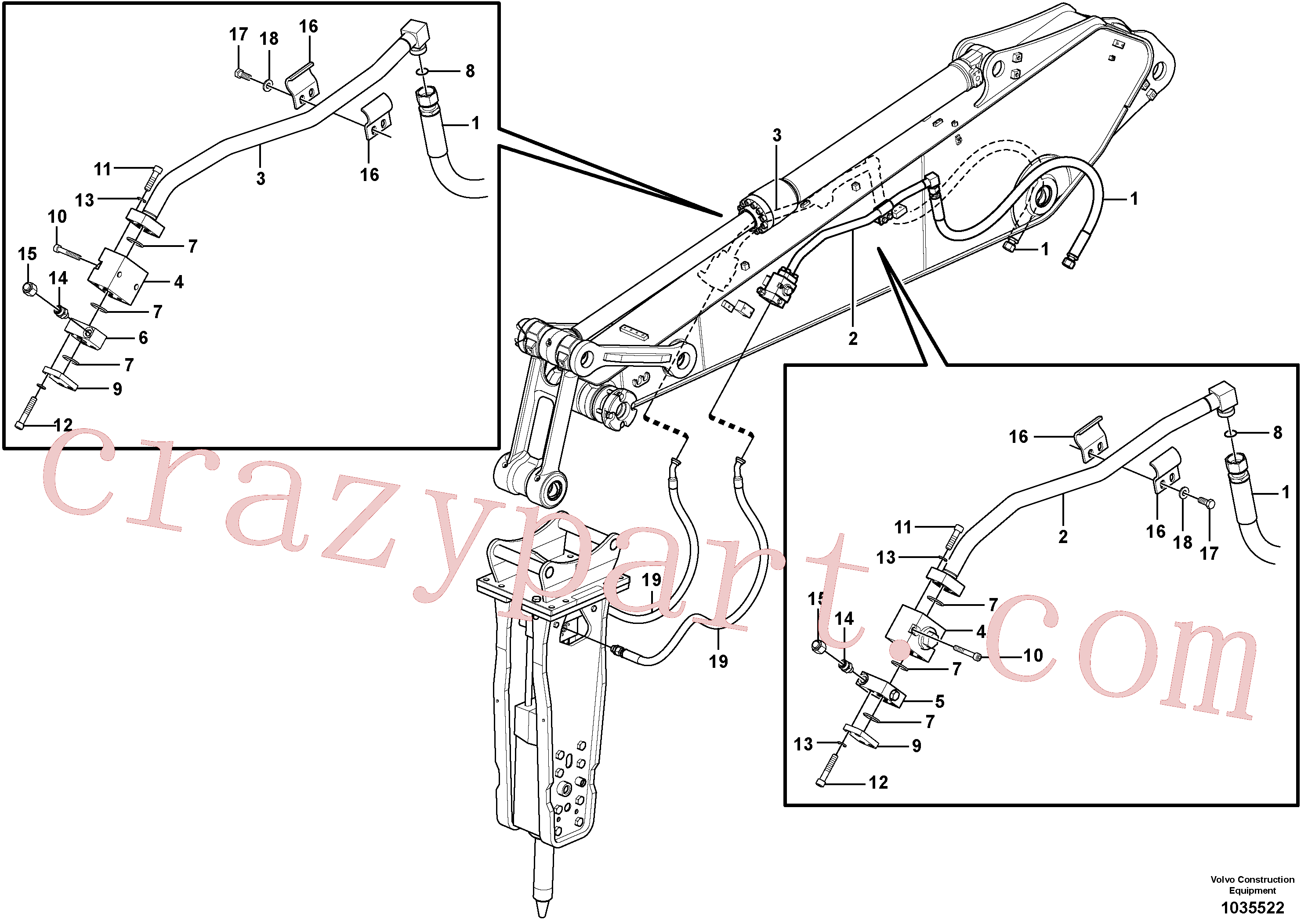 VOE14541629 for Volvo Working hydraulic, hammer and shear for dipper arm(1035522 assembly)