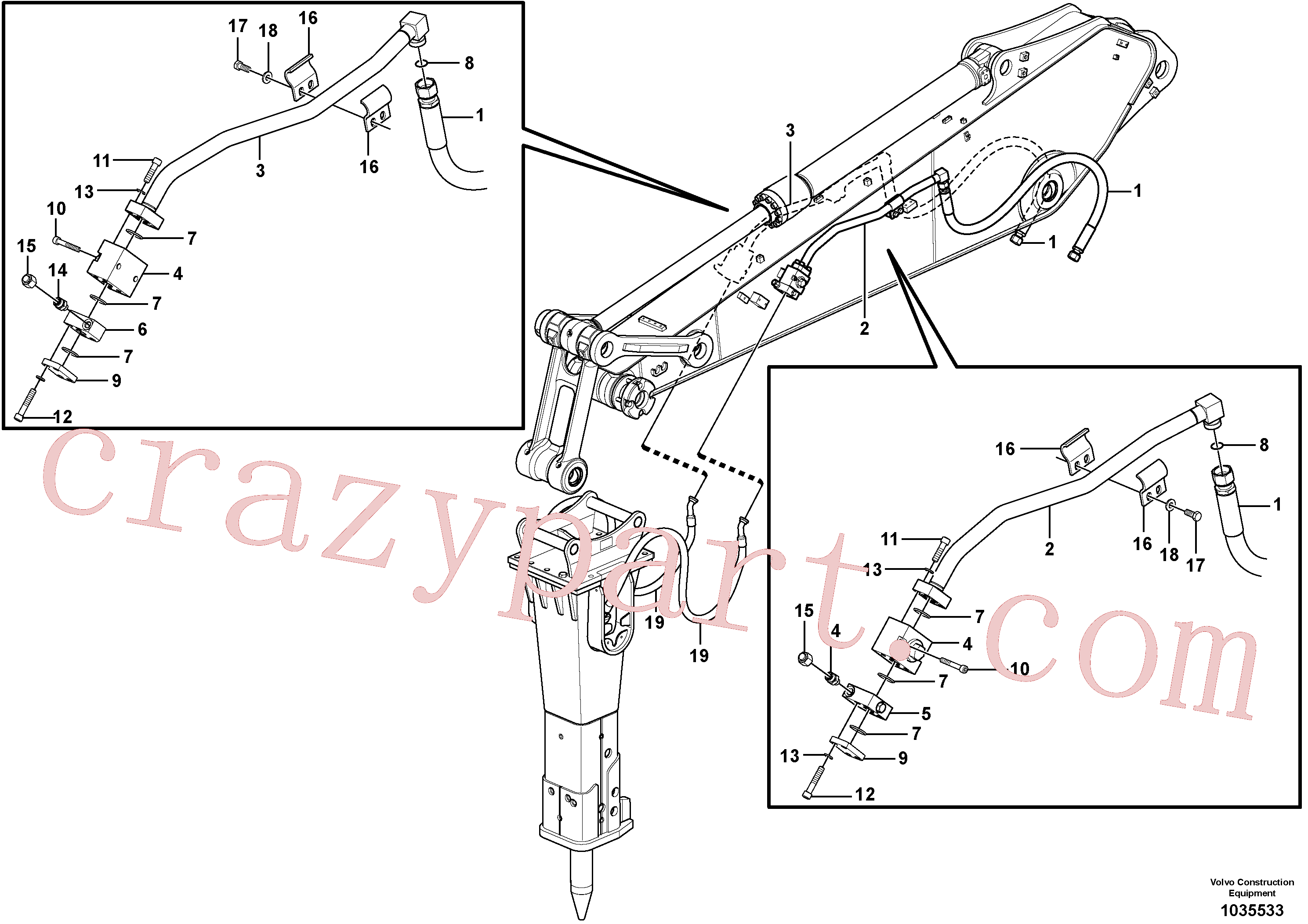 VOE14541629 for Volvo Working hydraulic, hammer and shear for dipper arm(1035533 assembly)