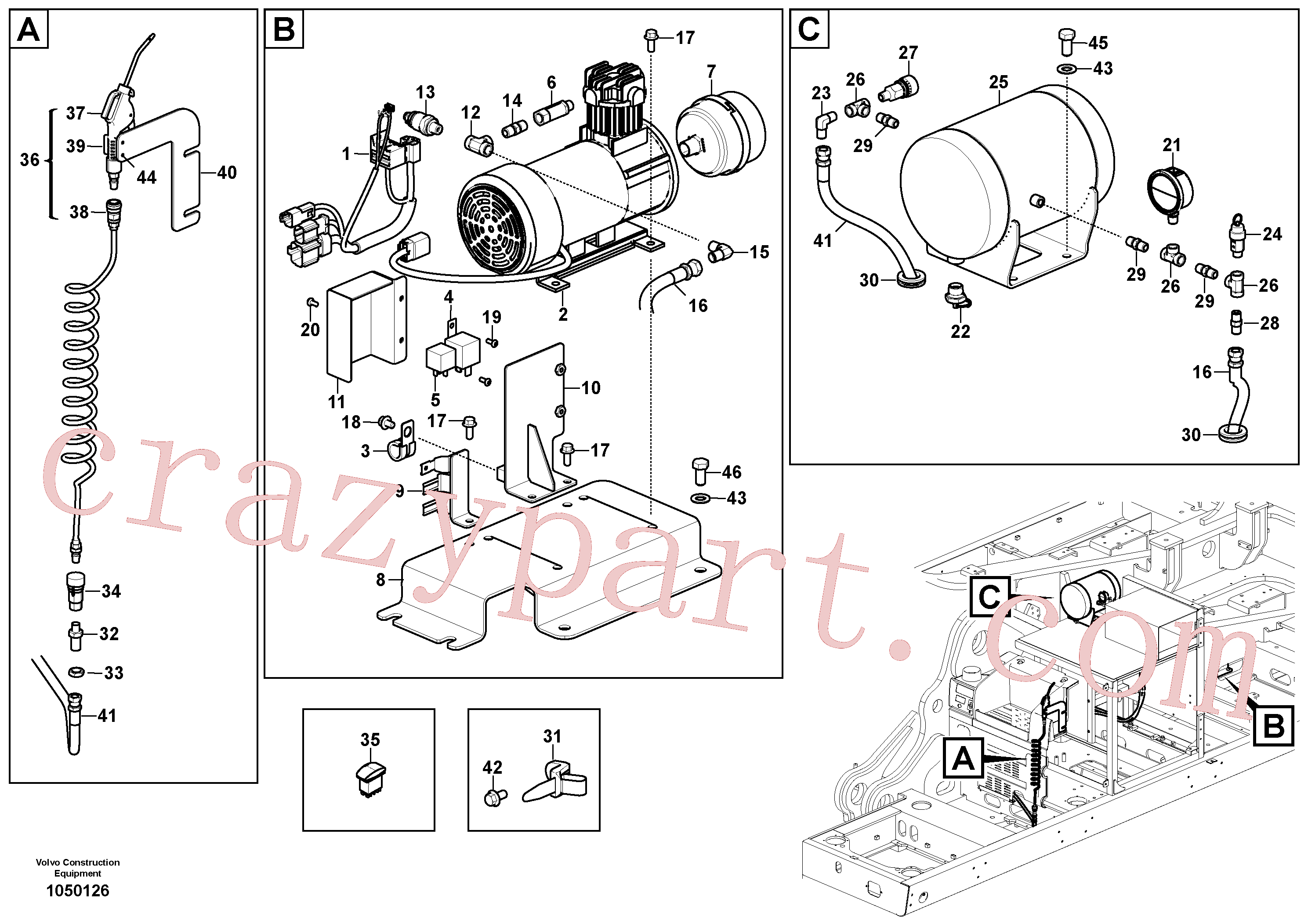 VOE14884608 for Volvo Air compressor(1050126 assembly)