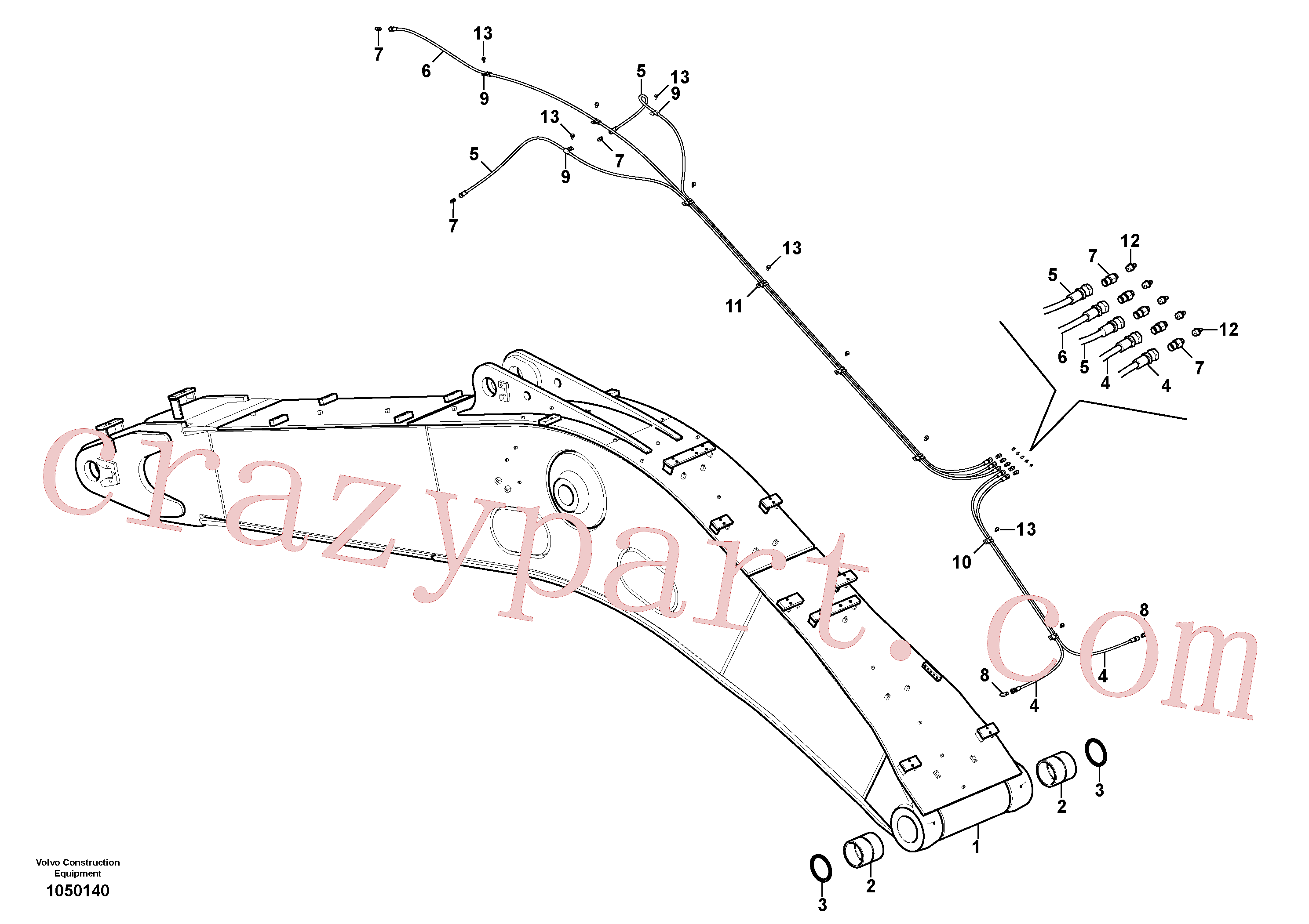 VOE14884896 for Volvo Boom and grease piping(1050140 assembly)