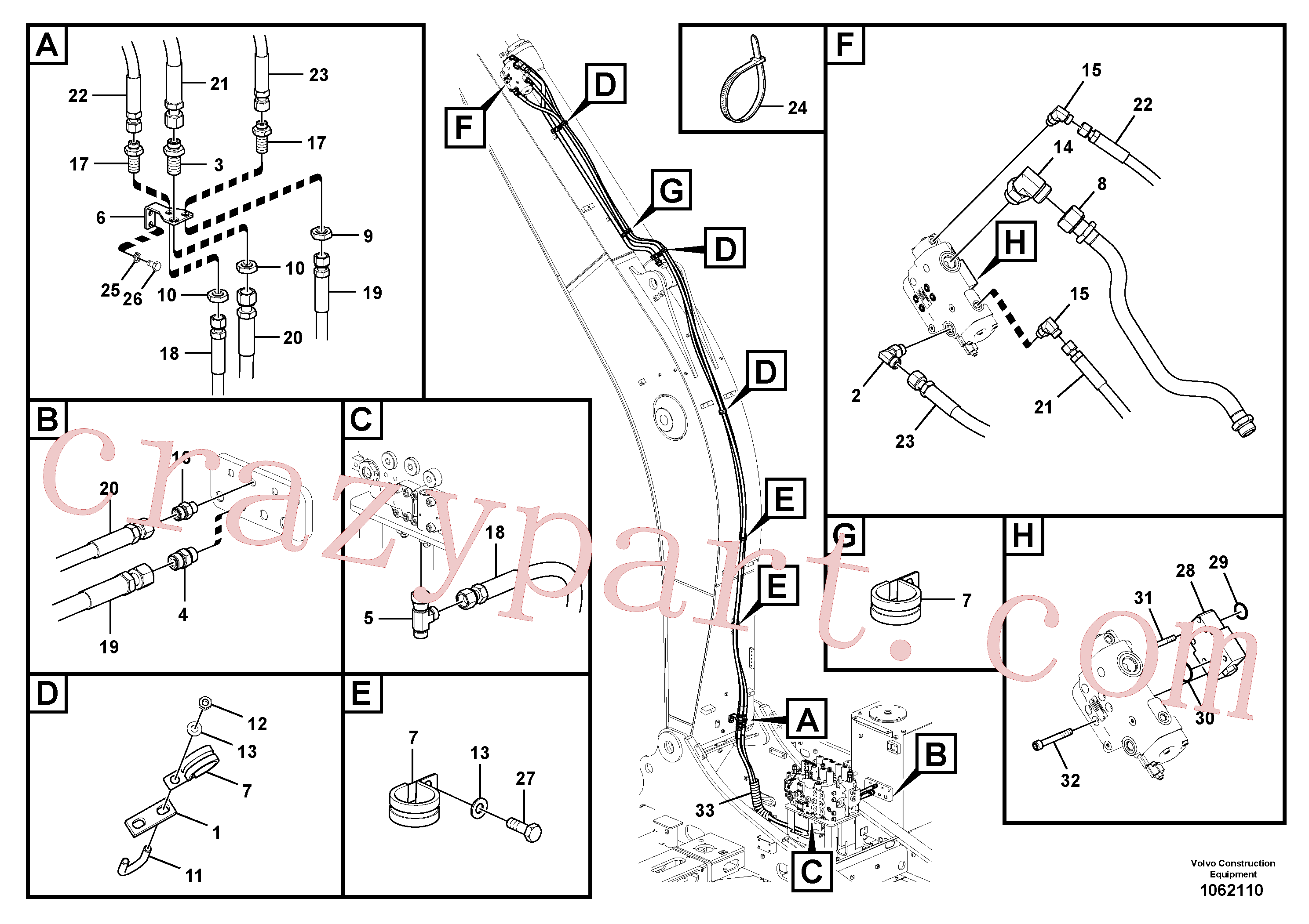 VOE938371 for Volvo Working hydraulic, dipper arm rupture(1062110 assembly)