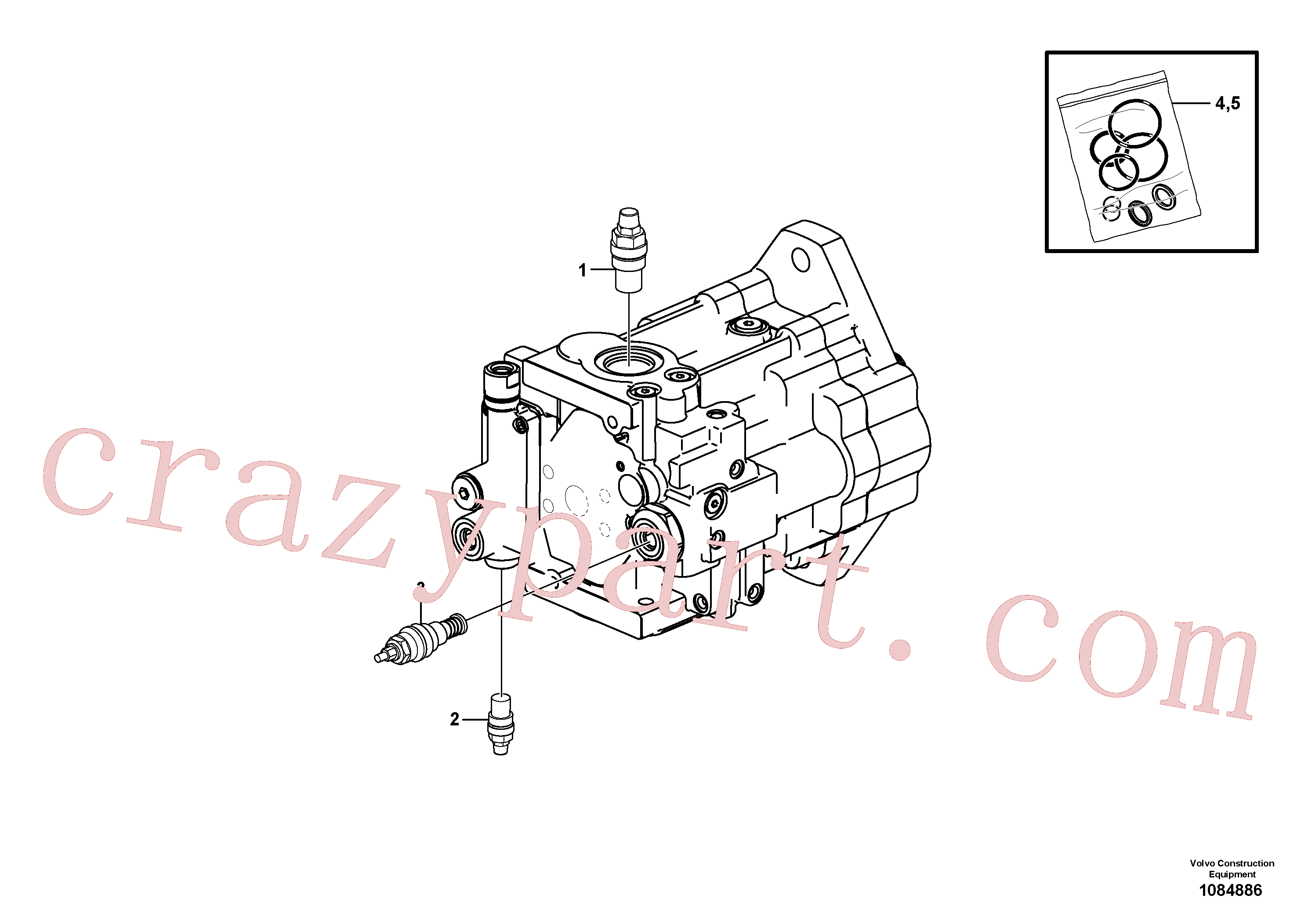 VOE14709571 for Volvo Pump gearbox with assembling parts(1084886 assembly)