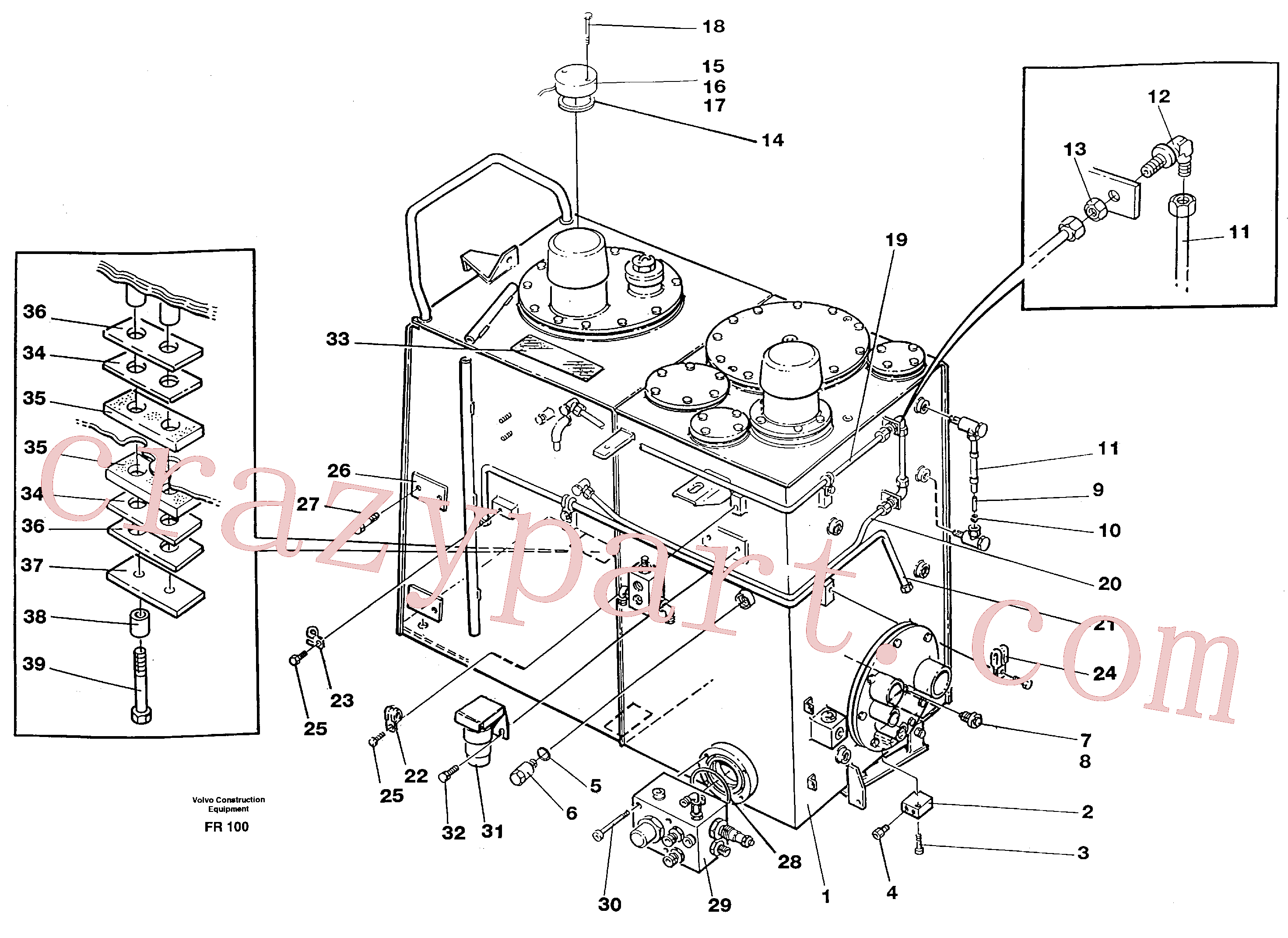 VOE14212568 for Volvo Hydraulic oil tank and fuel tank incl. connection parts(FR100 assembly)