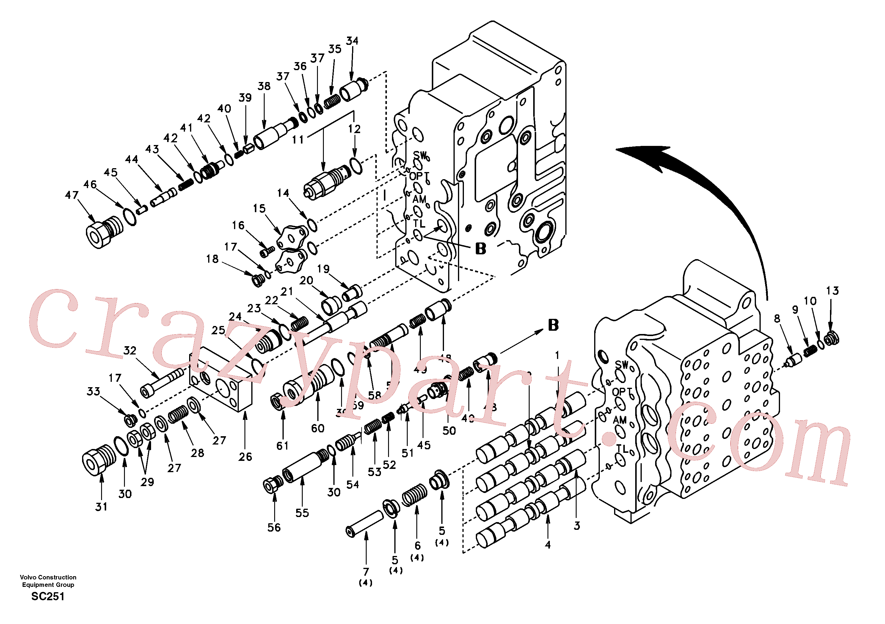 SA14501625 for Volvo Main control valve, swing and option and dipper arm and travel Lh(SC251 assembly)